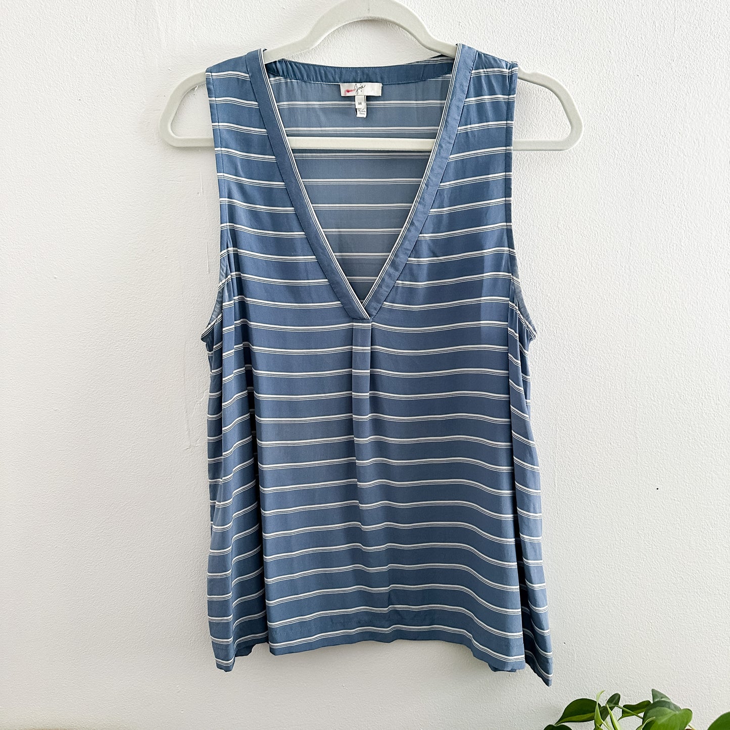 Joie Silk Blue Striped V-neck Tank (fits M)