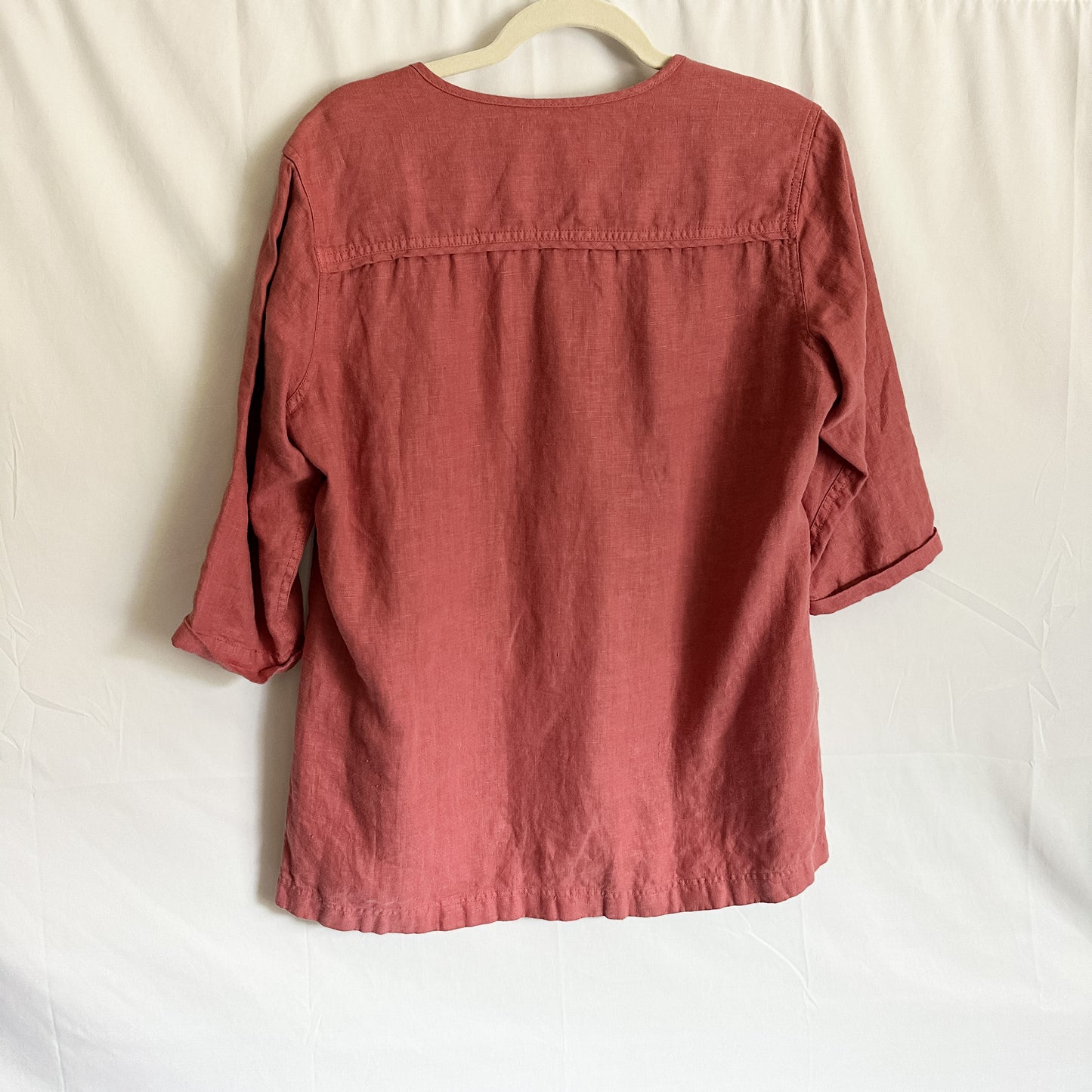 Poetry Linen Embroidered 3/4 Sleeve Top (fits M-L)