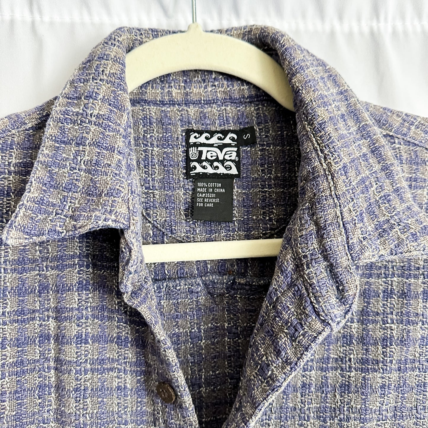 Cotton Purple/Tan Waffle Knit Shirt Jacket (fits S-M)