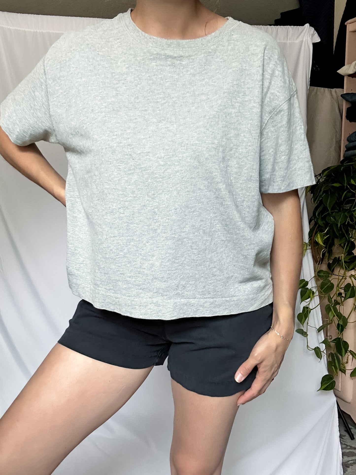 Grey Jersey Knit Boxy Fit T-Shirt (fits XS-S)