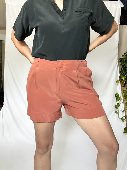 Joie Silk Coral Pleated Front Shorts (fits size 6)
