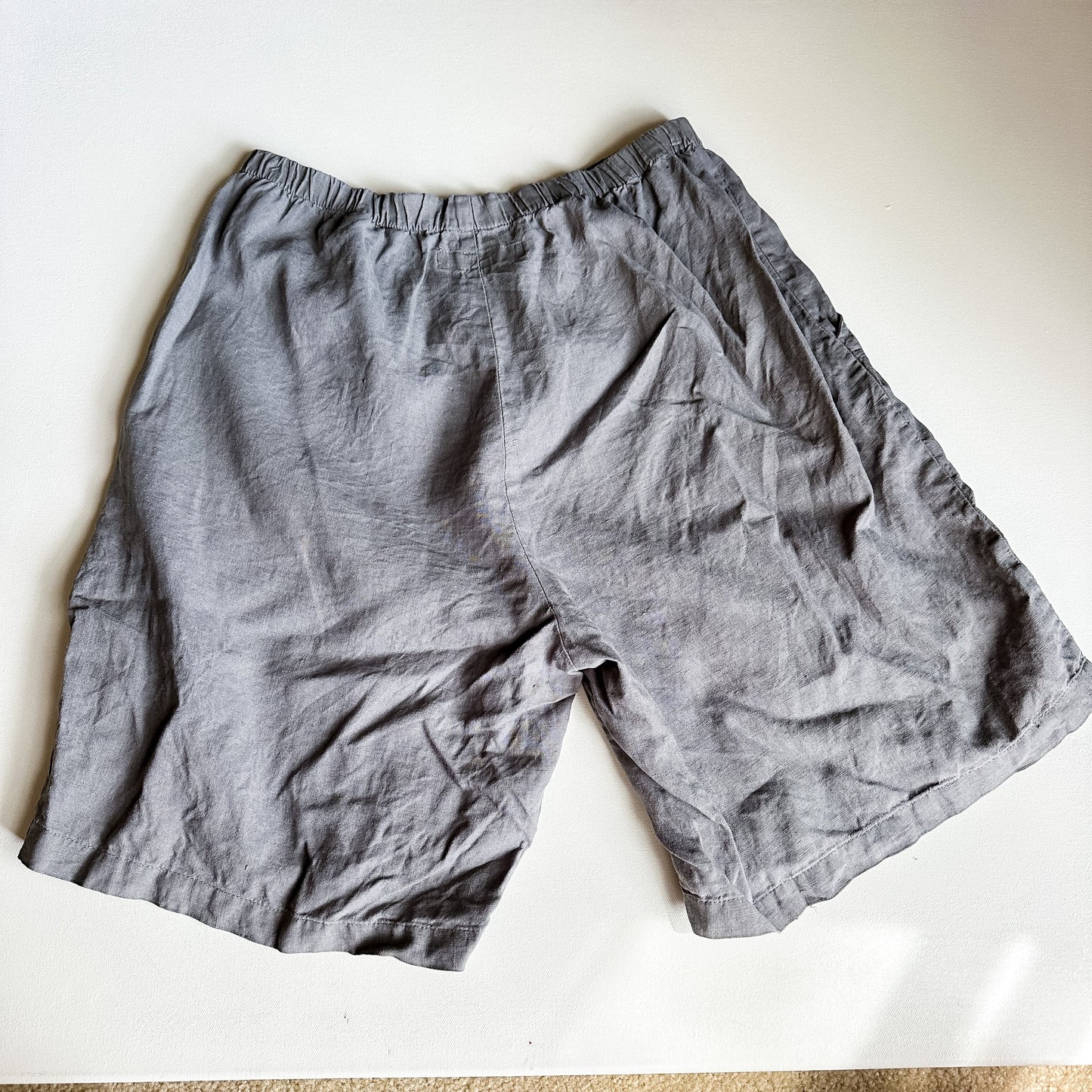 Flax Gray Linen Long Pull-on Shorts (fits S-M)