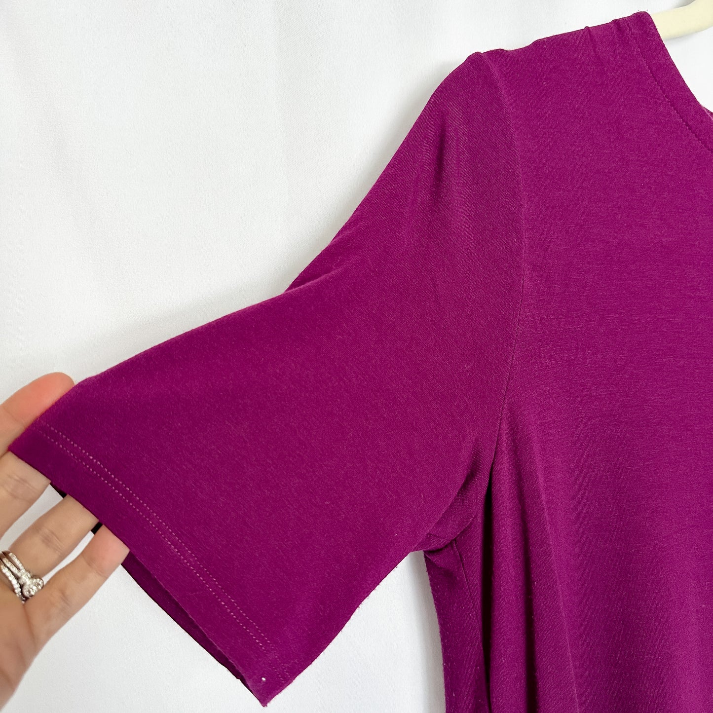 Plum Jersey Knit Short Sleeve Shift Dress (fits S-M)