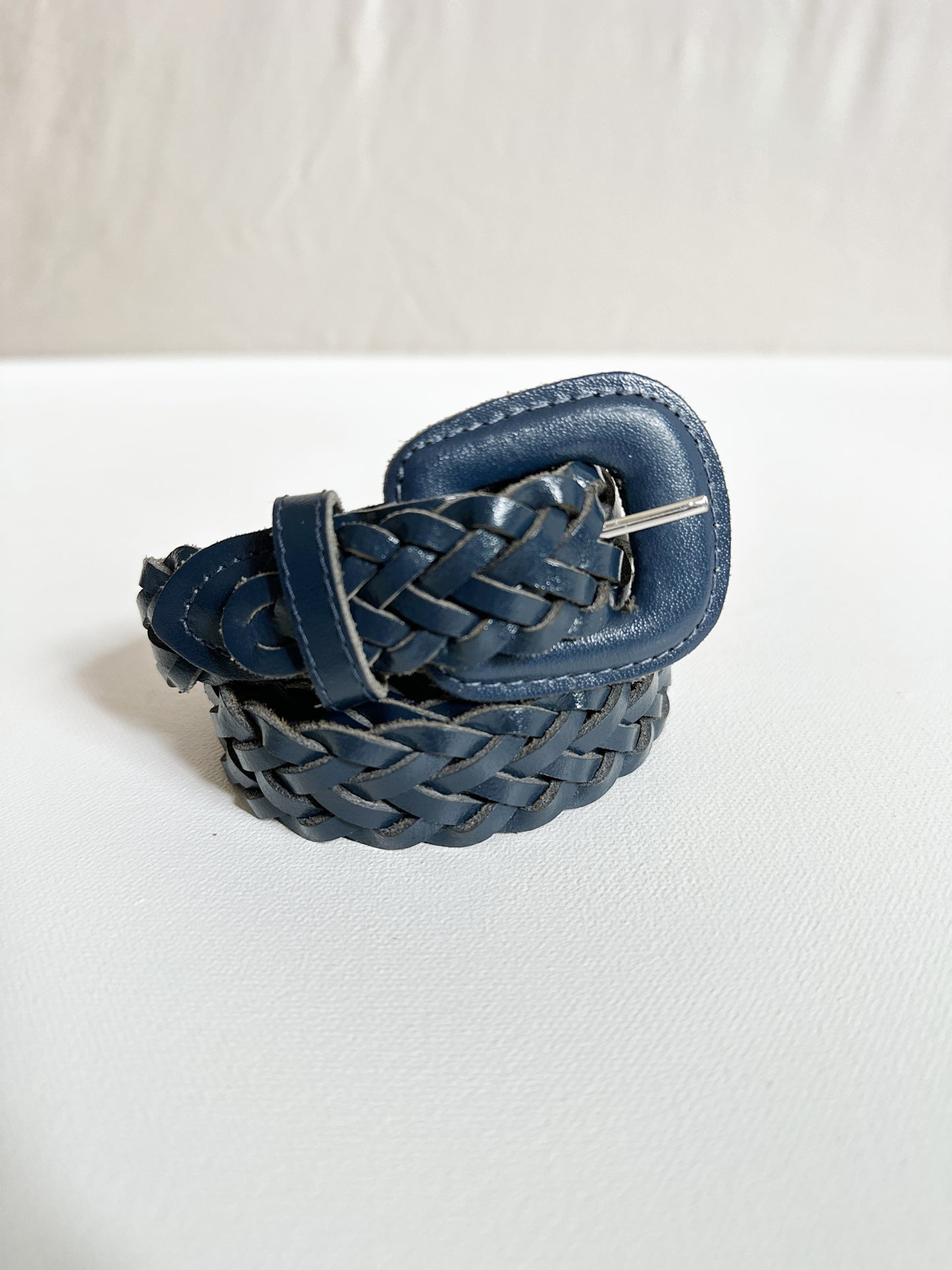 Navy Blue Braided Leather Belt (46")