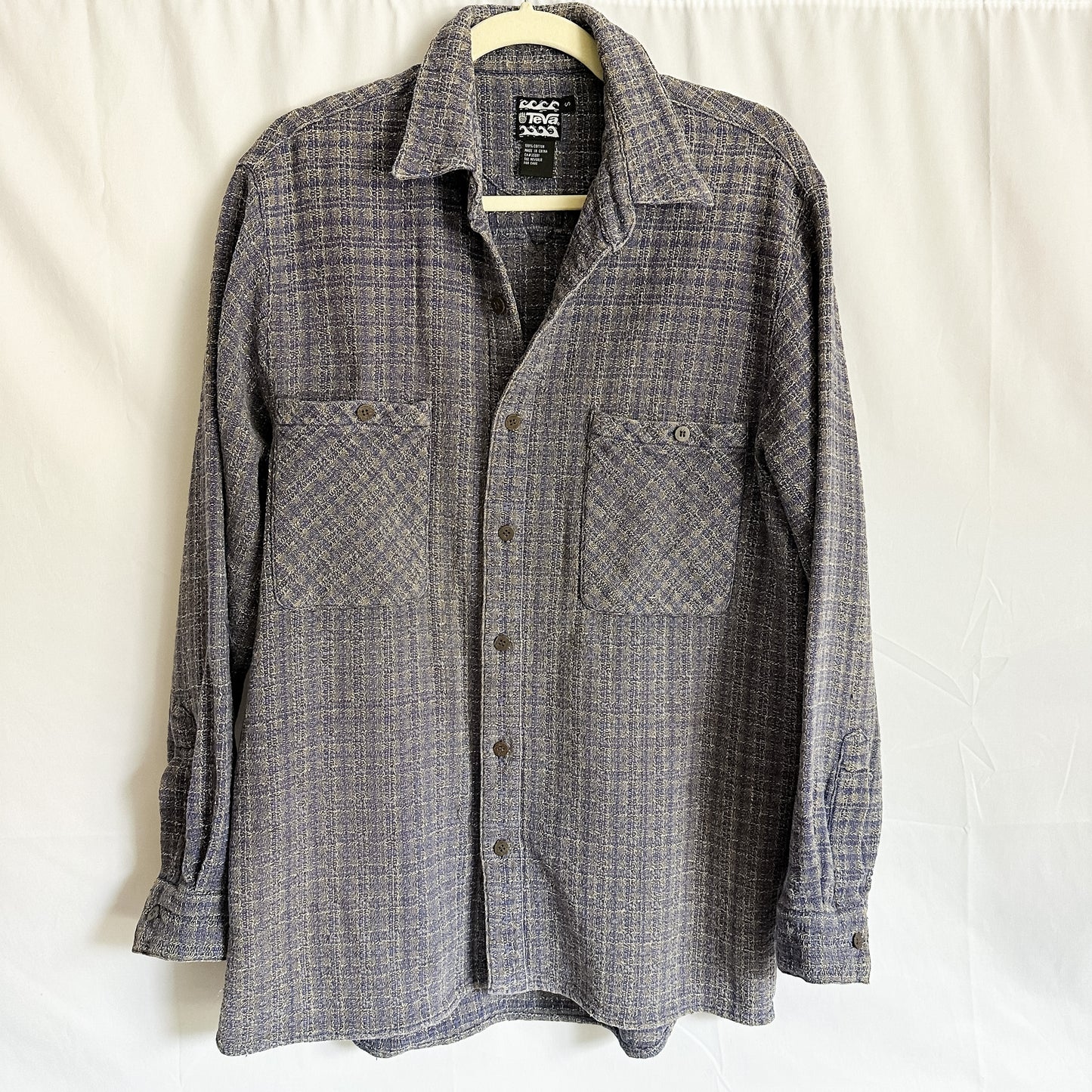 Cotton Purple/Tan Waffle Knit Shirt Jacket (fits S-M)
