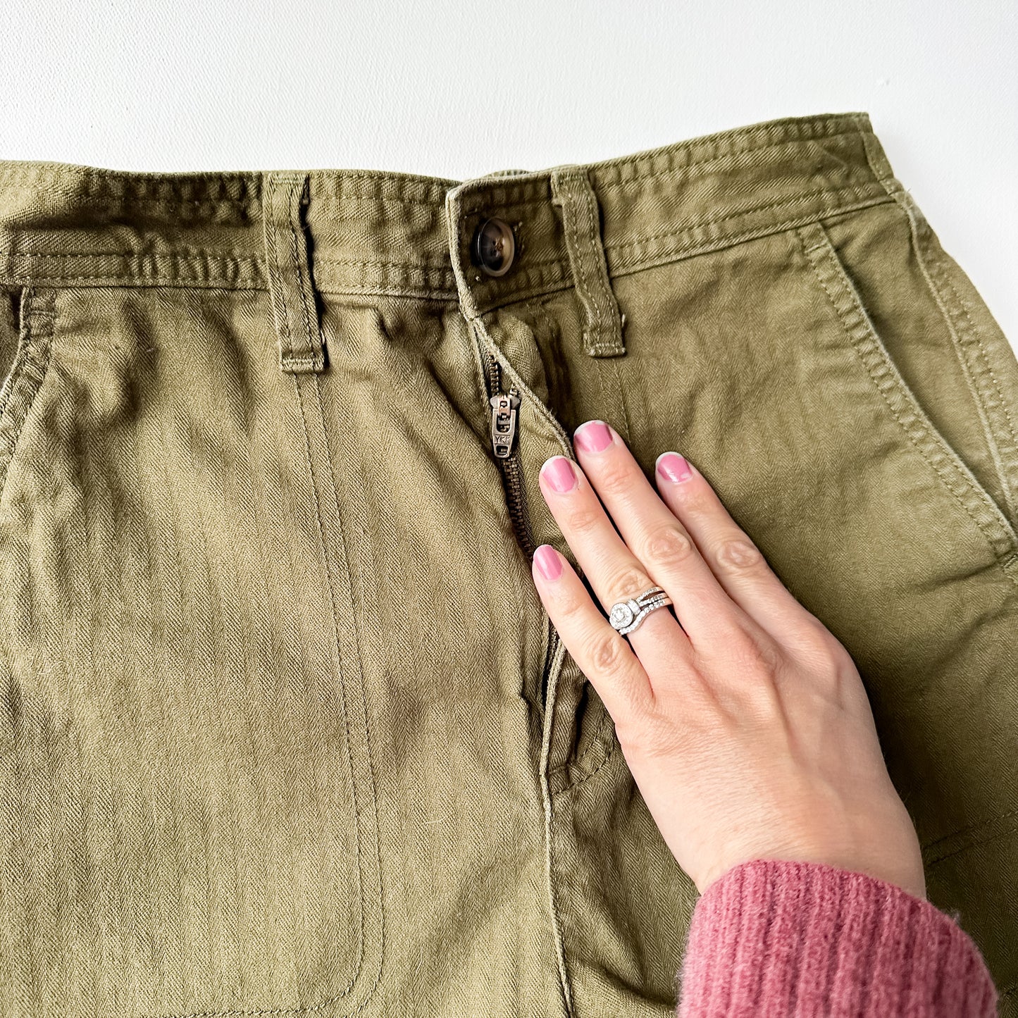 Madewell Olive Green Twill High Rise Shorts (size XS)