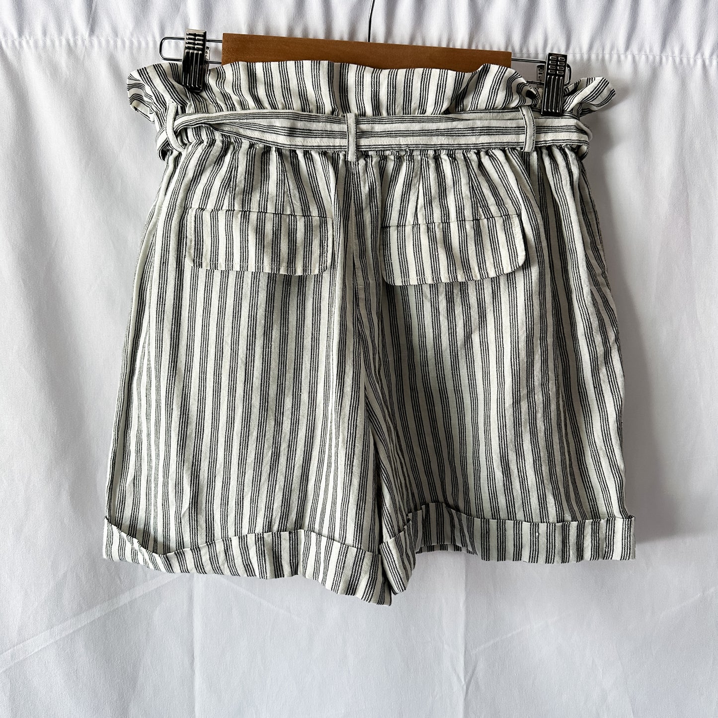 Black and White Striped Paperbag Shorts (fits XS)
