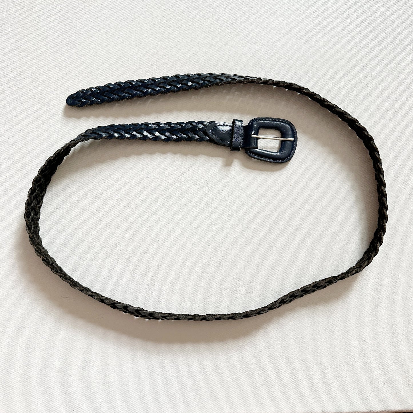 Navy Blue Braided Leather Belt (46")