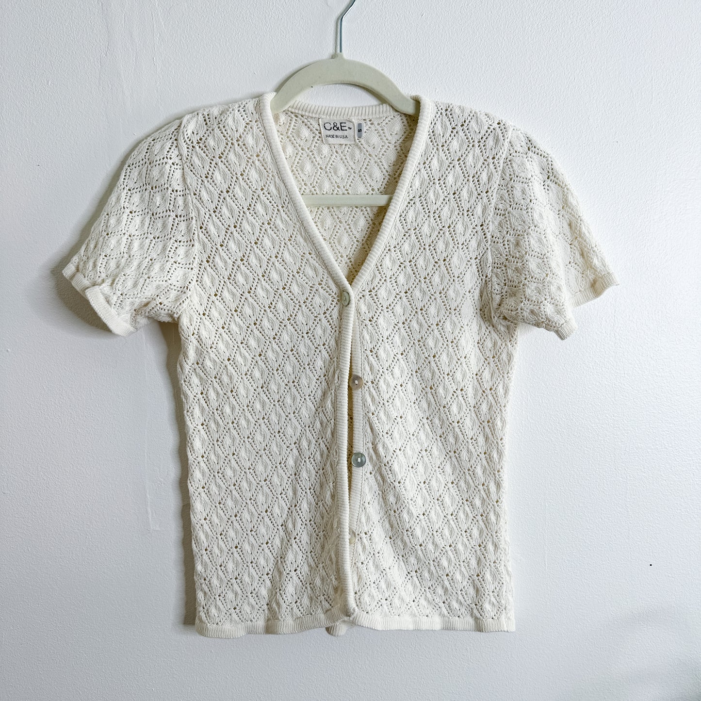 Cream Knit V-neck Cardigan (fits XS-S)
