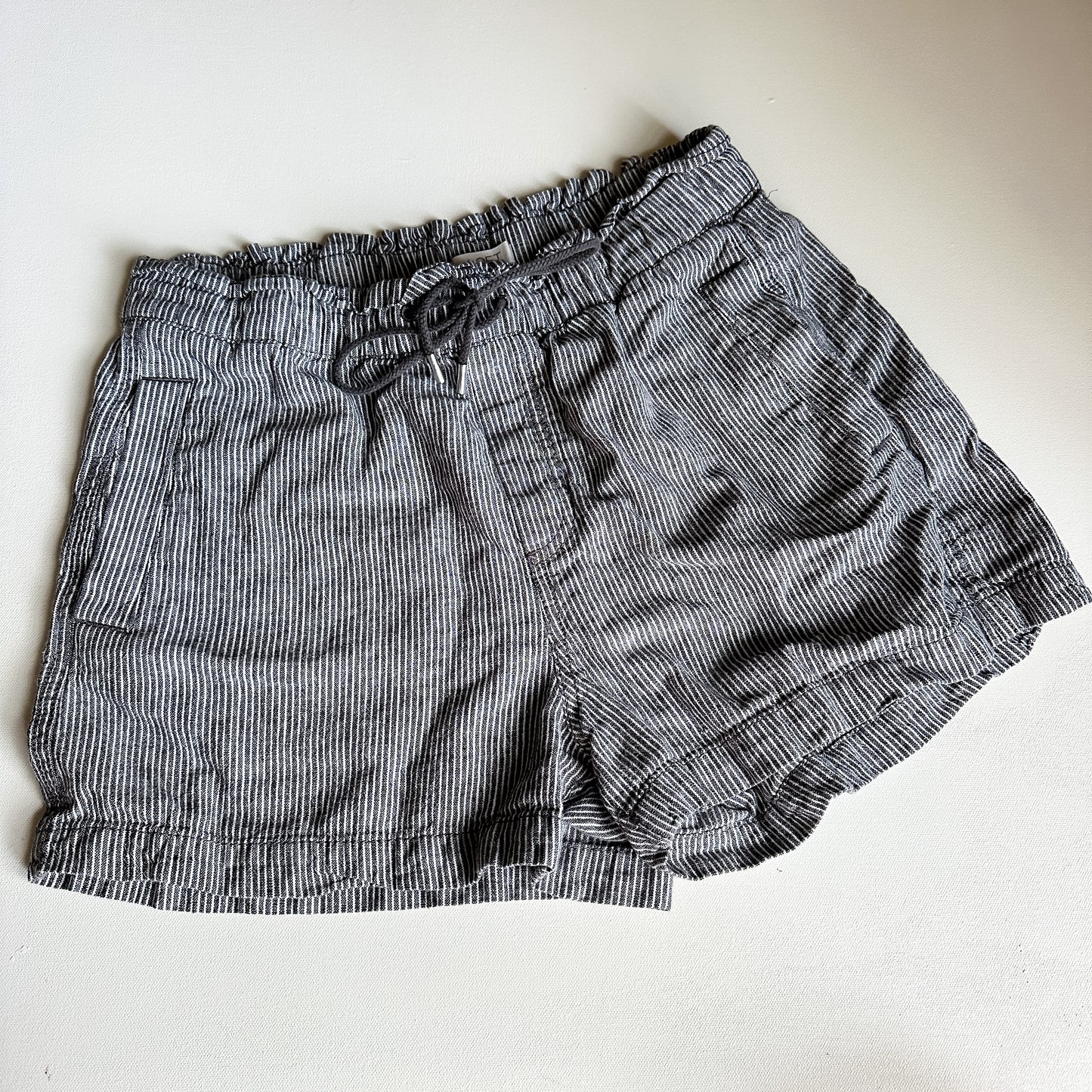 Loft Striped Cotton/Linen Pull-on Shorts (size Small)