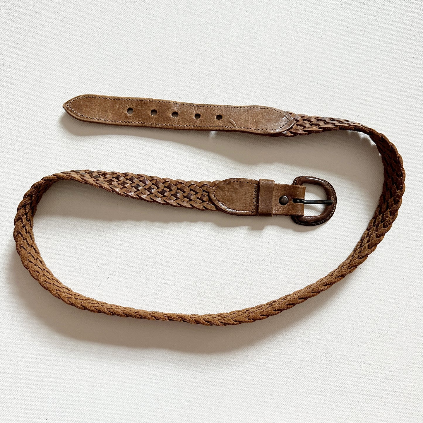 Rustic Brown Braided Leather Belt (30"-33")