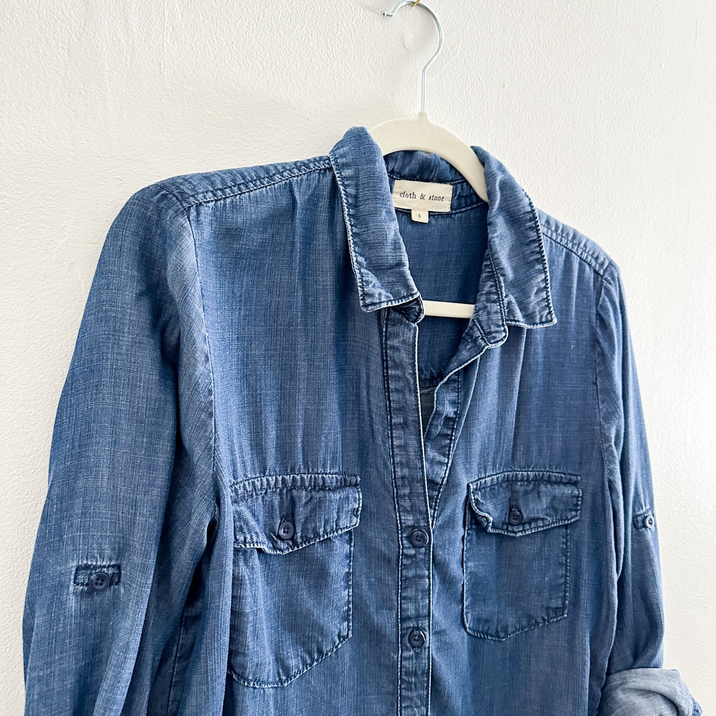 Dark Blue Popover Chambray Top (fits S)