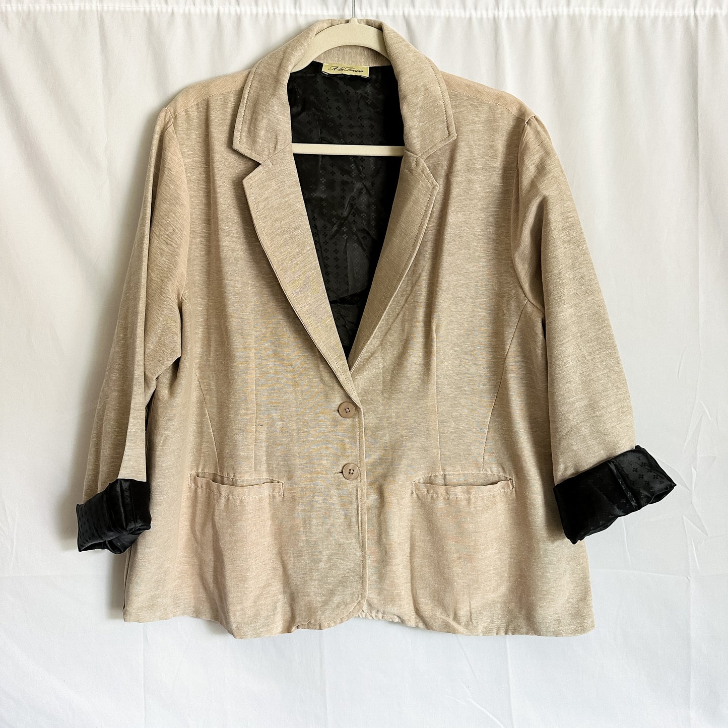 Linen Blend Relaxed Fit Tan Blazer Jacket (fits L-XL)