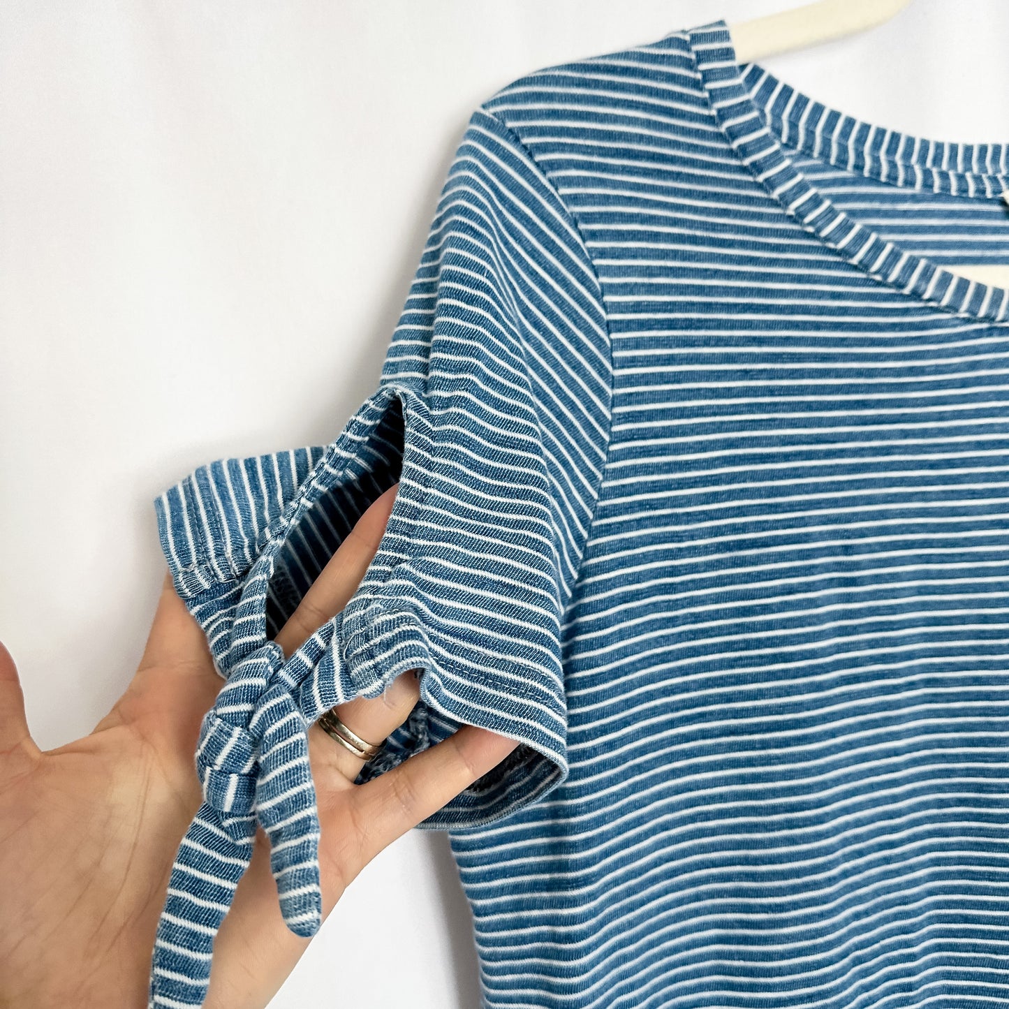 Blue Striped Tie Sleeve T-shirt Dress (fits XS-S)