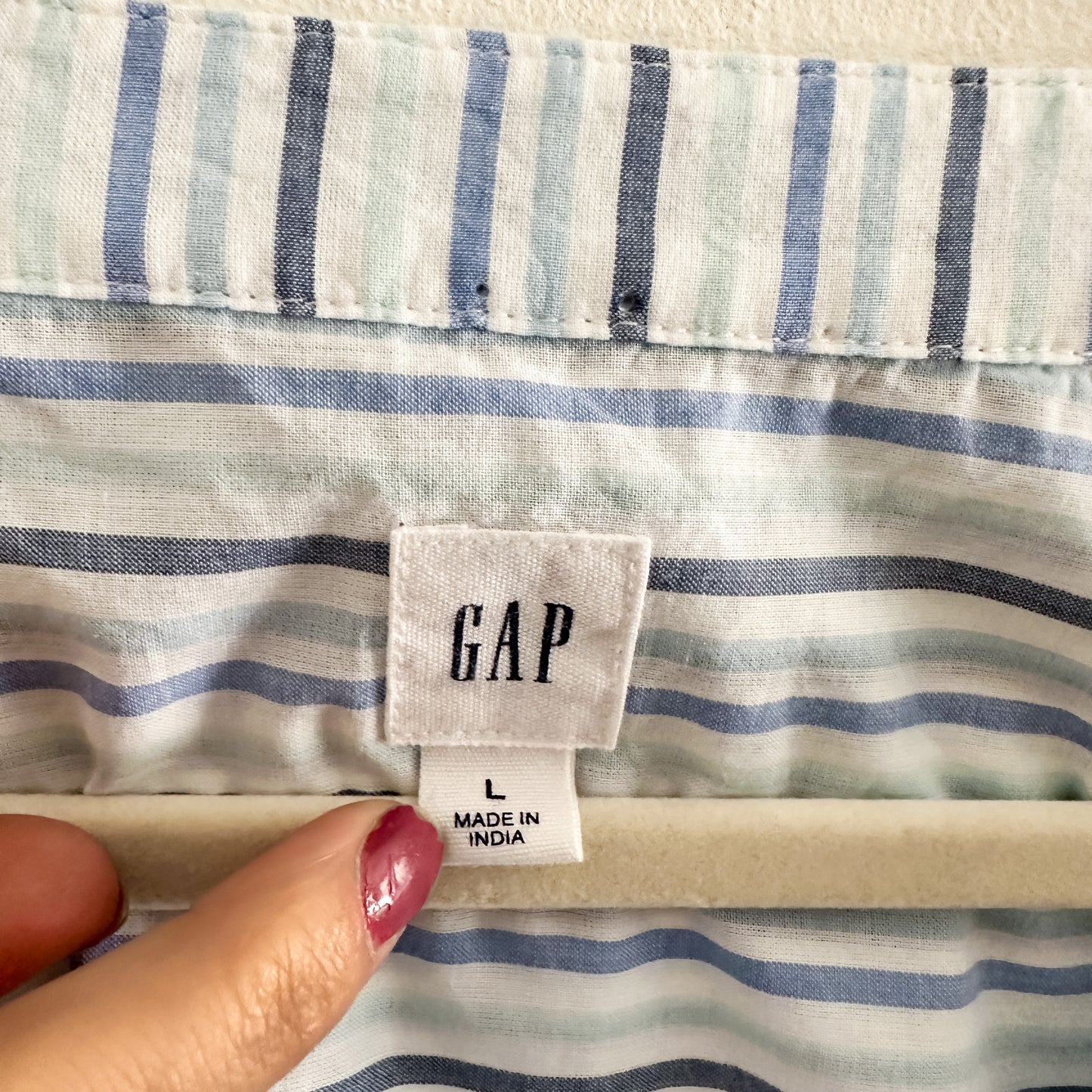 Gap Striped Blue Cotton Popover Top (fits M-L)