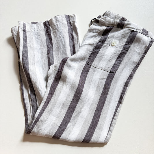 Allen Allen Linen Striped Pull-on Pants (size L)