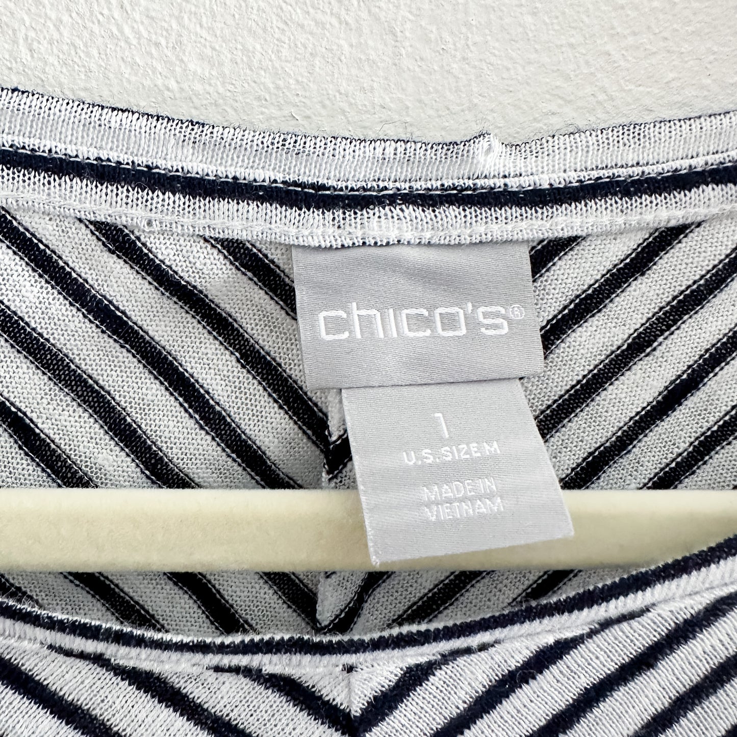 Chicos Linen Tulip Sleeve Striped Top (fits M)