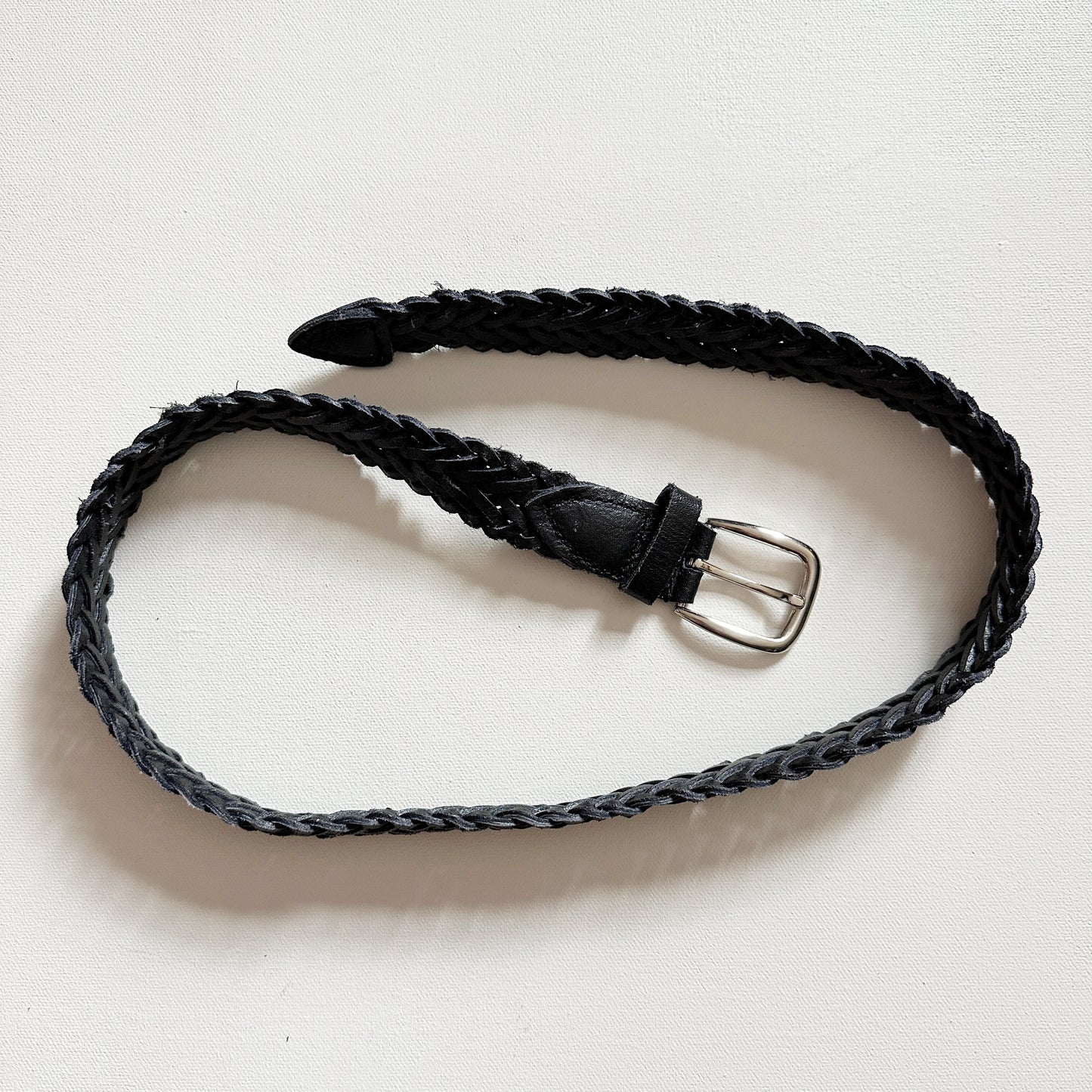 Black Braided Leather Belt (33")