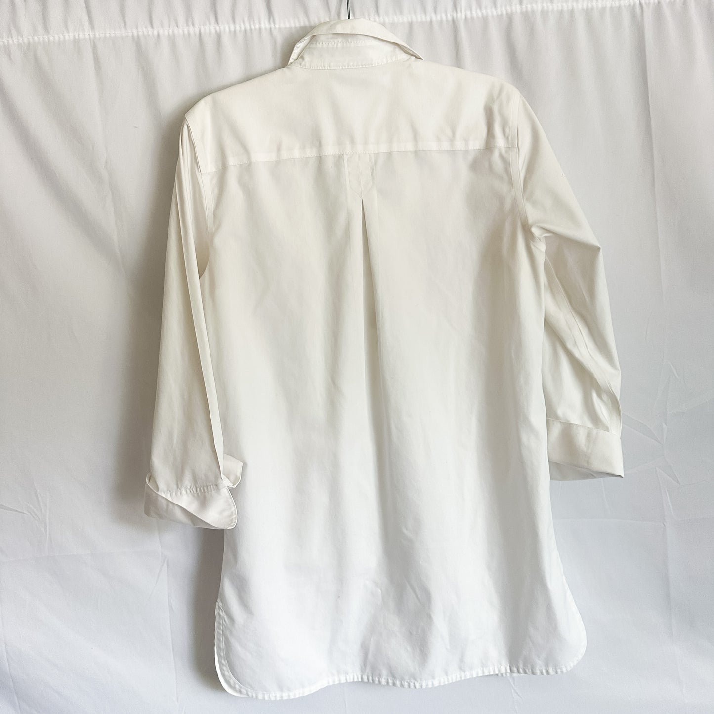 White Tunic Length Button Down Top (fits XS-S)