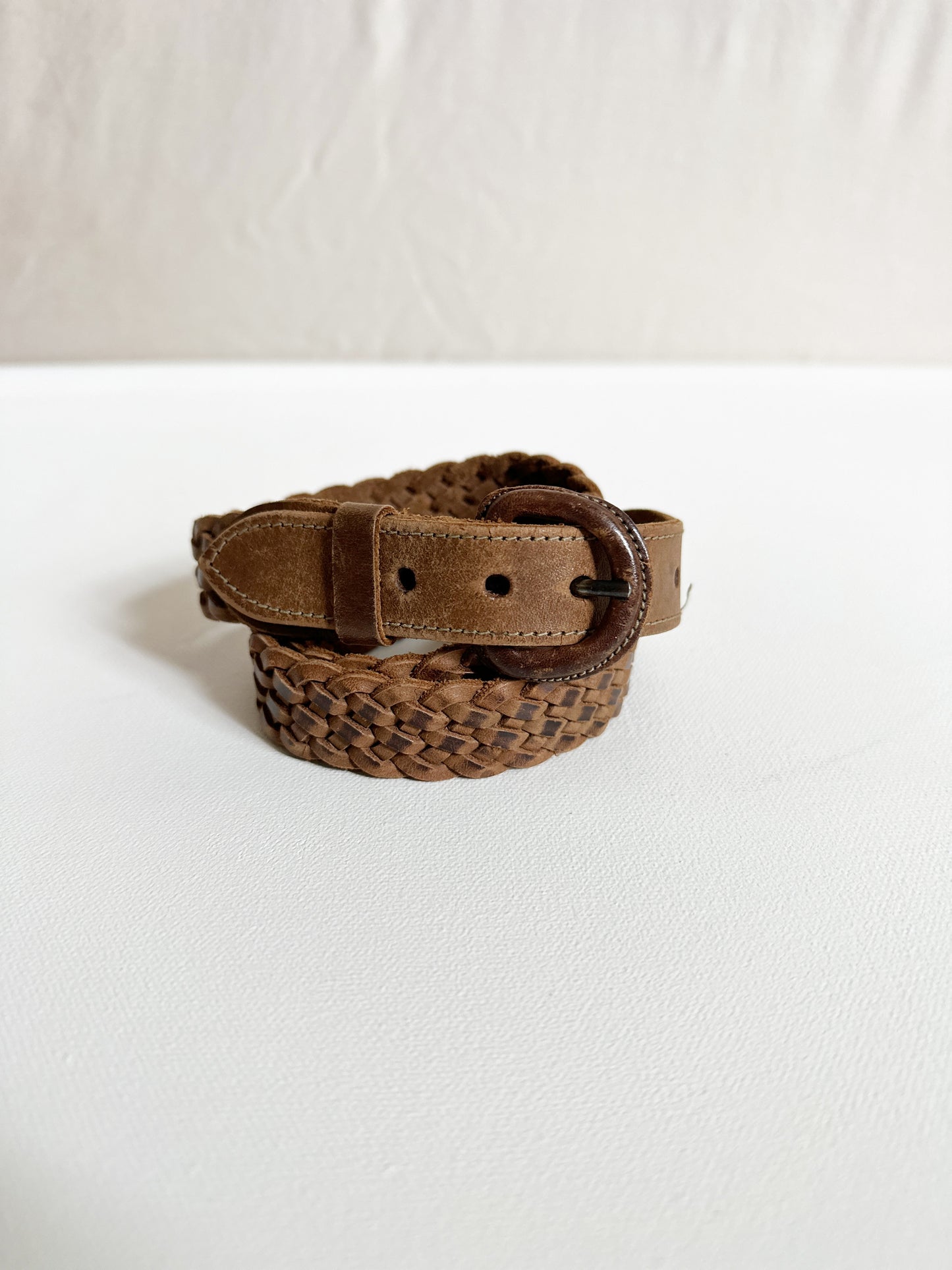 Rustic Brown Braided Leather Belt (30"-33")