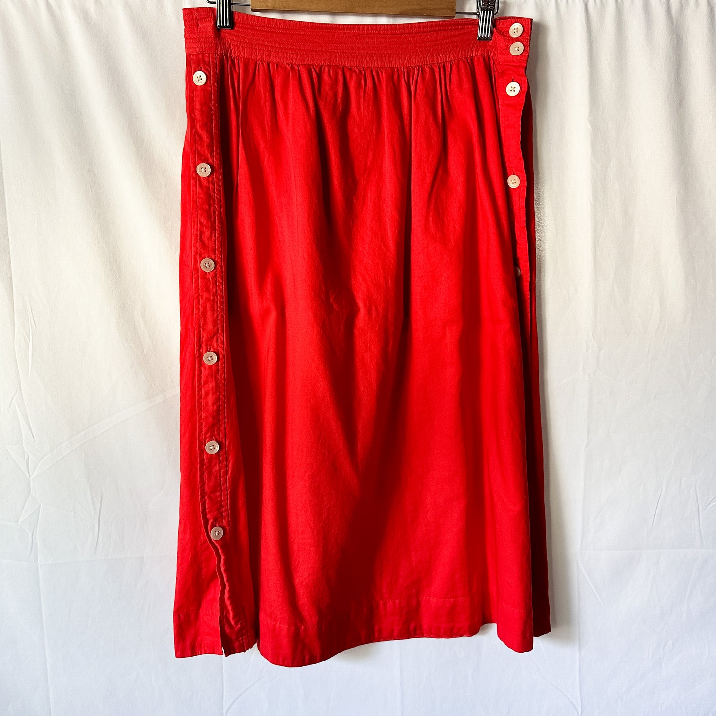 Red Button Side Midi Skirt (fits size 6-8)