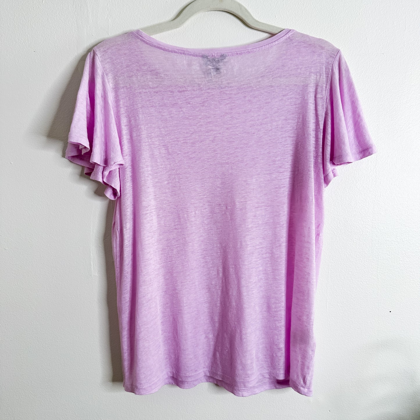 Pastel Purple Linen Flutter Sleeve Top (fits XS)