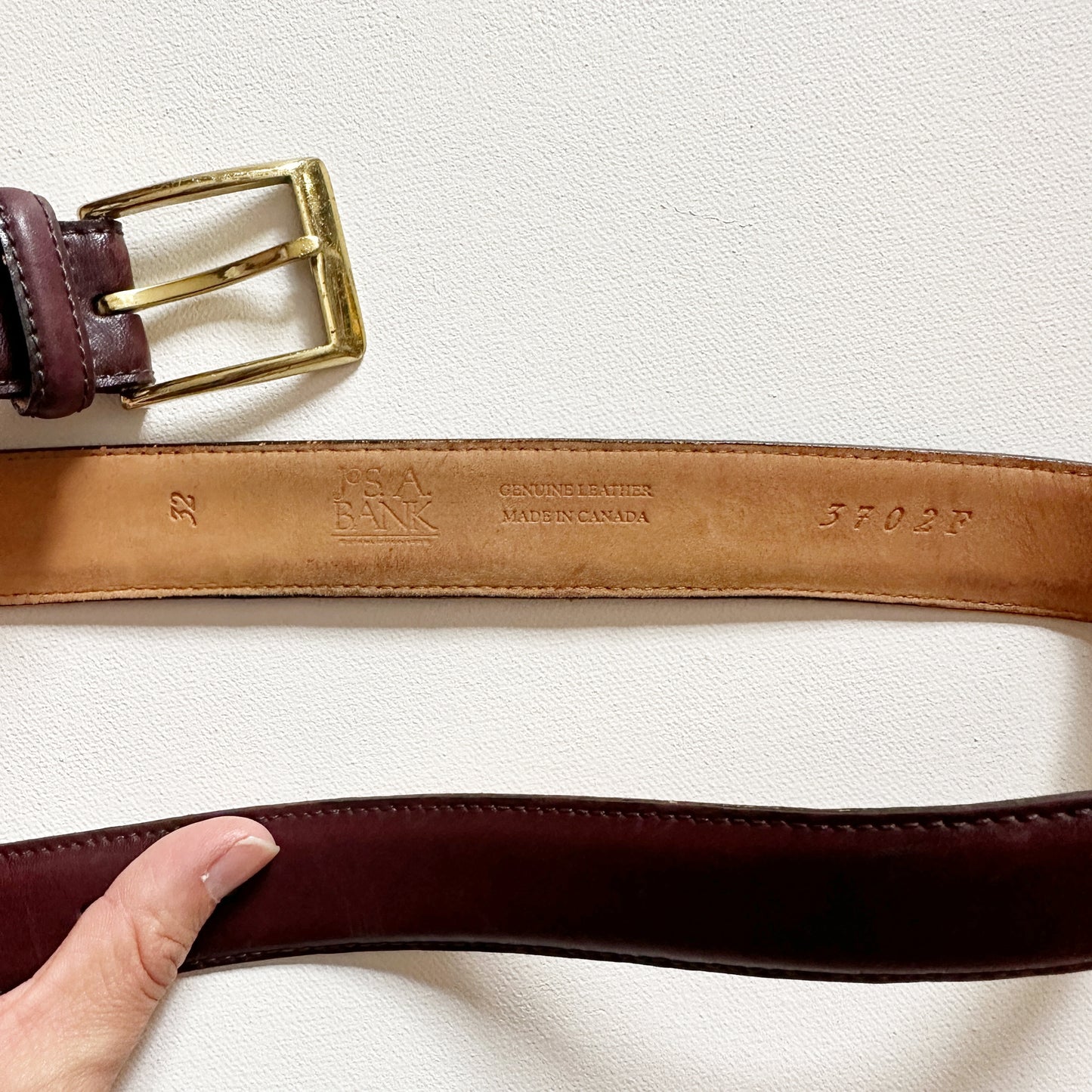 Brown Smooth Leather Belt with Gold Buckle (30.5"-34.5")