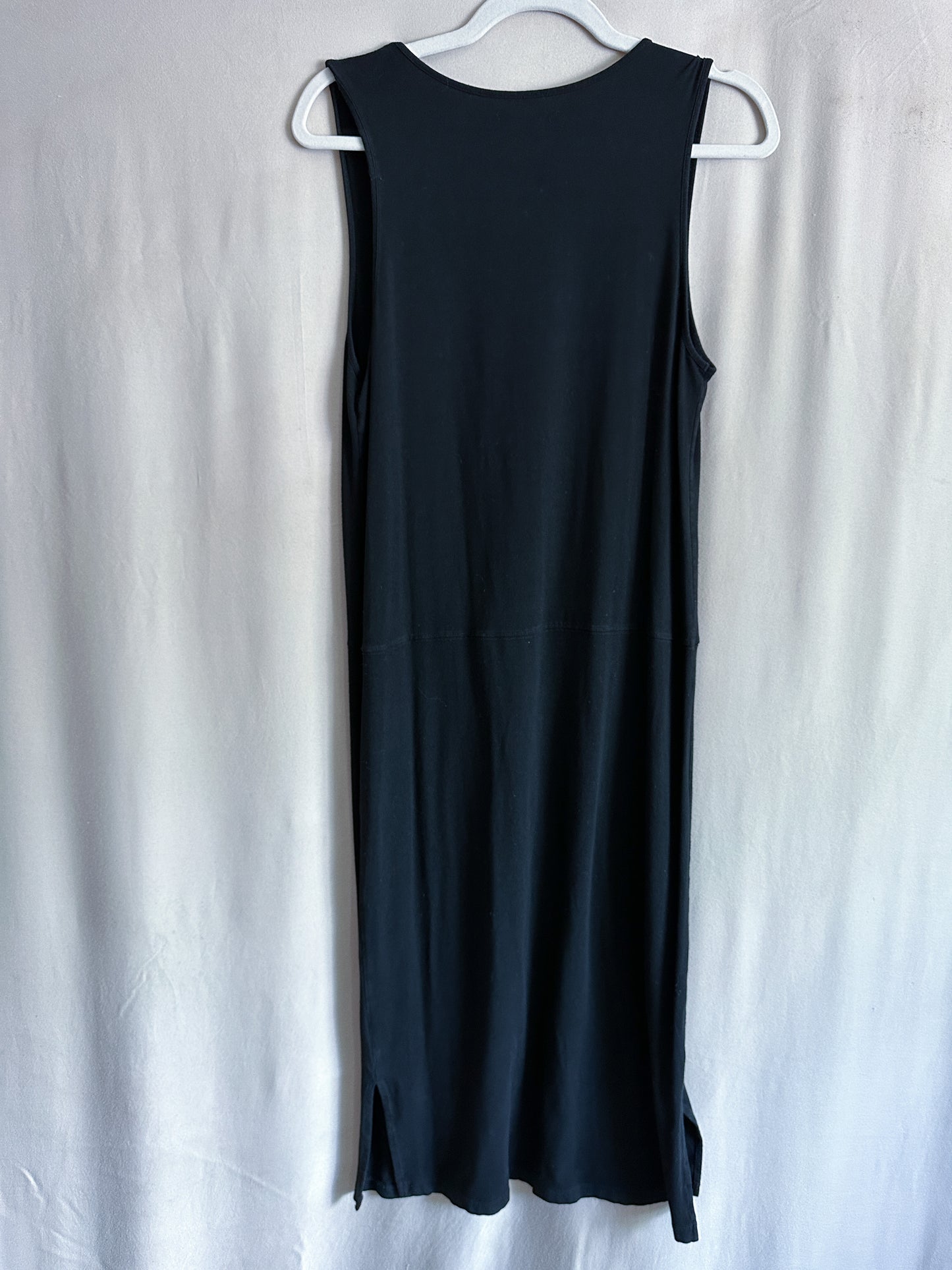 Madewell Black V-neck Fitted Midi Dress (size S)