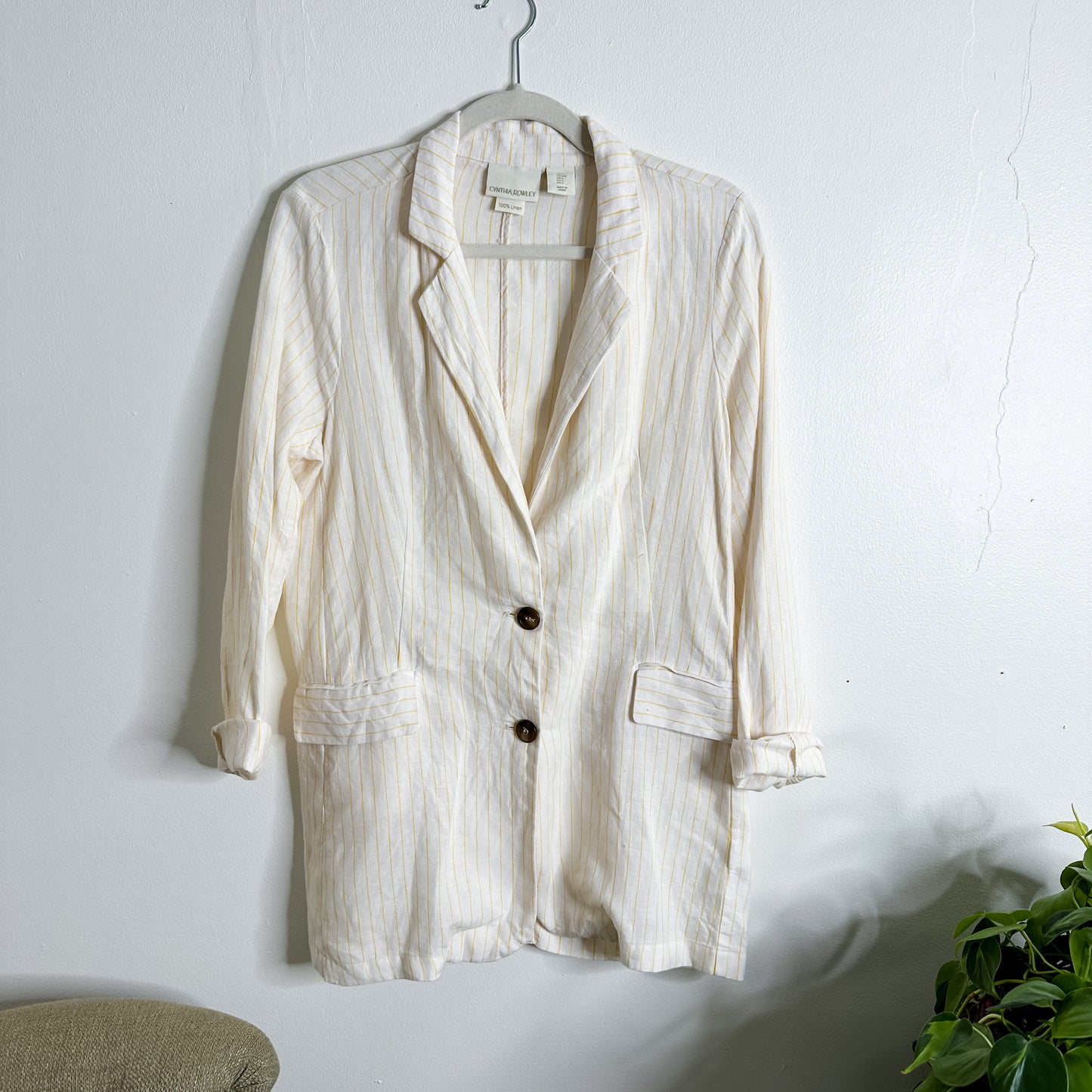 Linen White/Yellow Striped Blazer (fits XS-S)