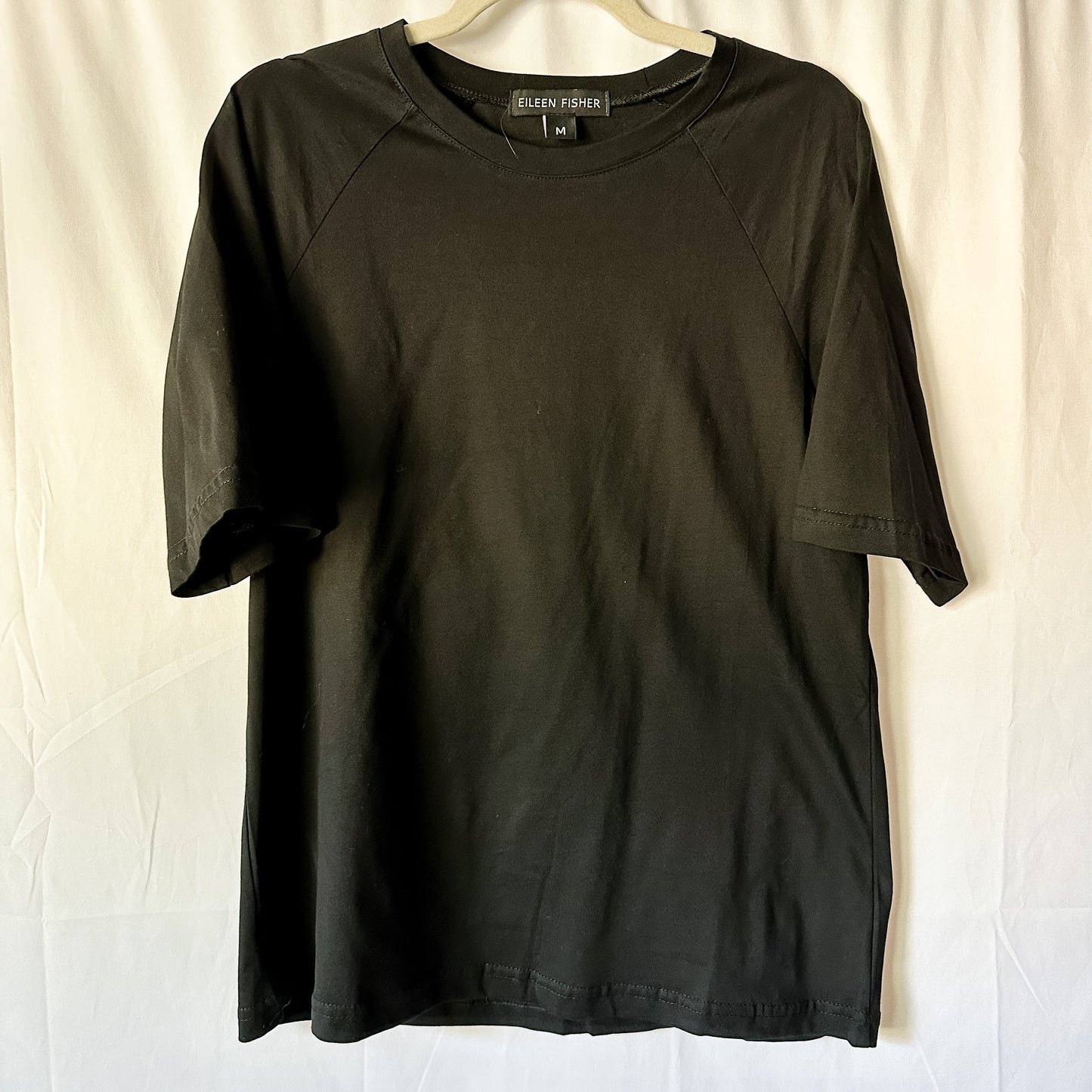 Eileen Fisher Black Crew Neck Short Sleeve Jersey Knit T-Shirt (fits S-M)