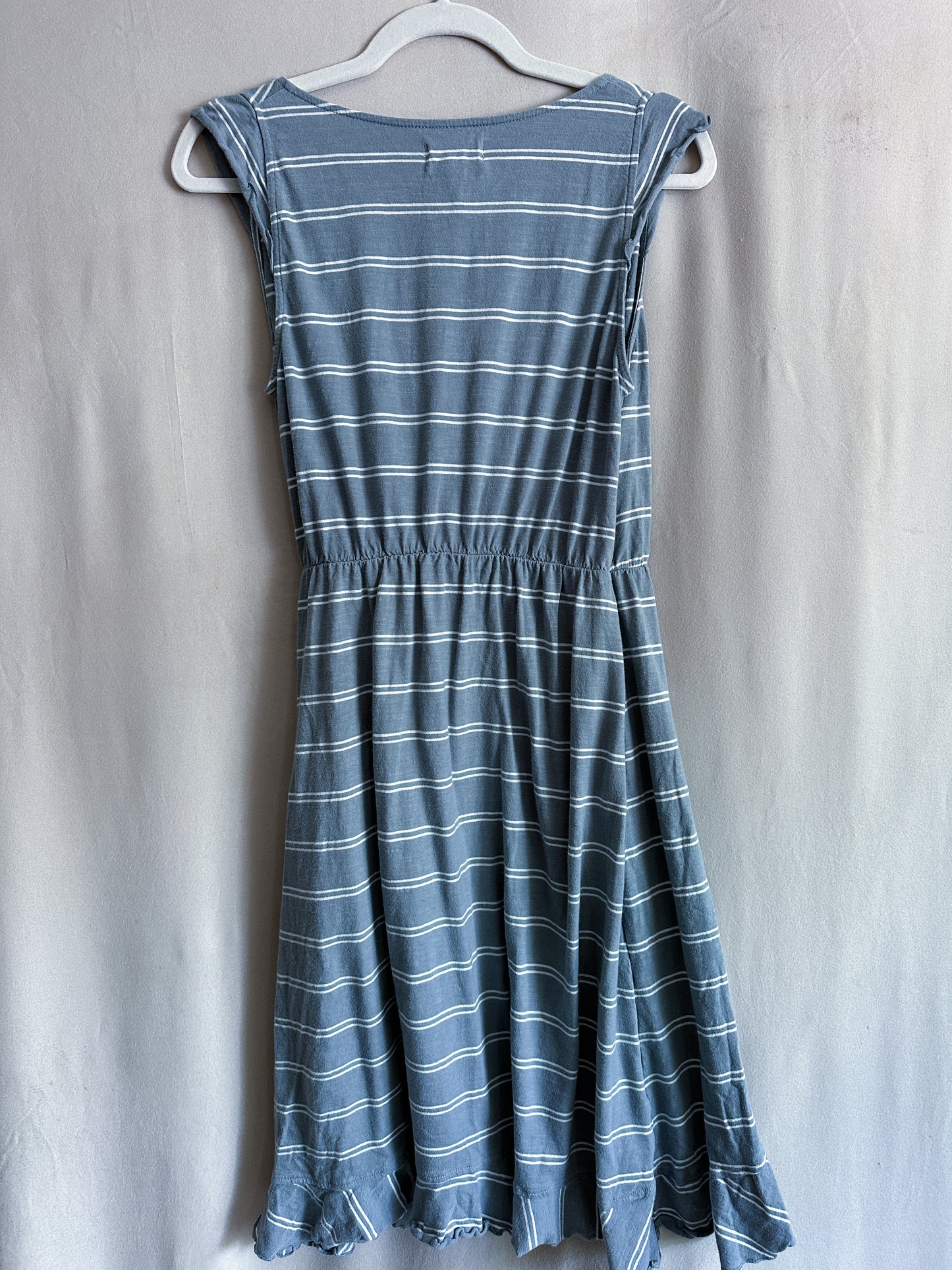 Pact Gray Striped Faux Wrap Dress (size M)