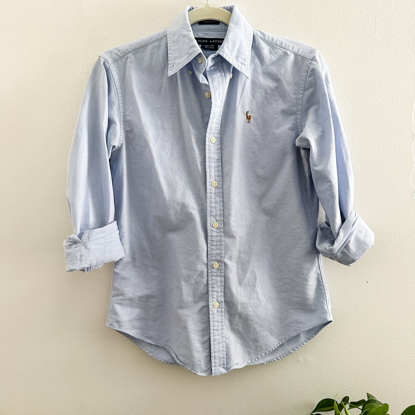 Blue Twill Button Down Top (fits XS-S)