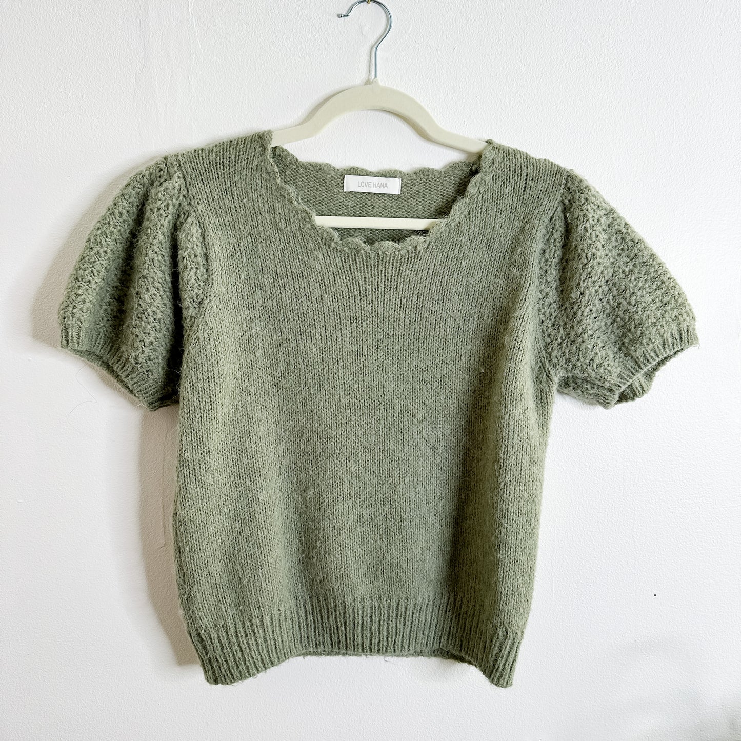 Sage Green Puff Sleeve Sweater (fits S-M)