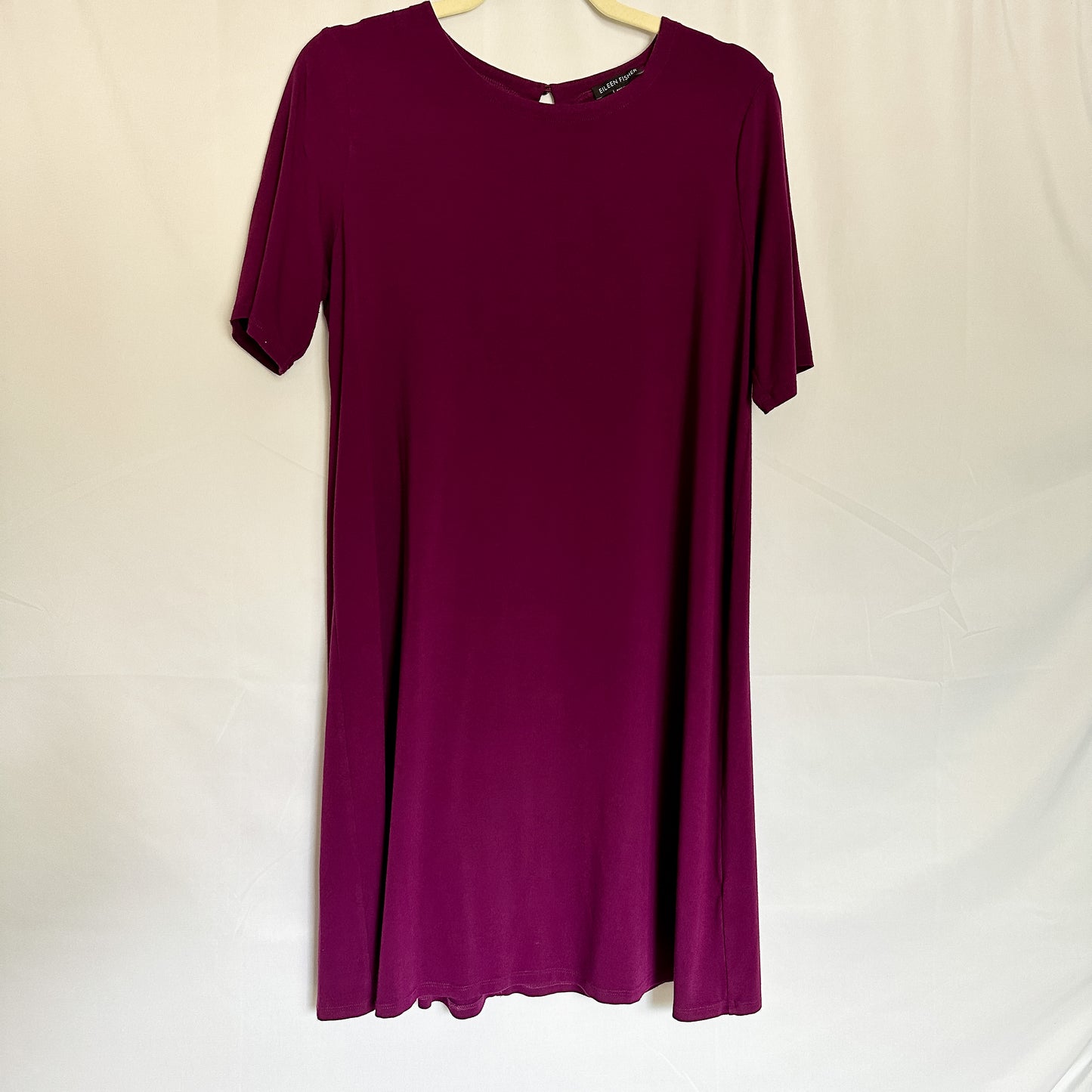 Plum Jersey Knit Short Sleeve Shift Dress (fits S-M)