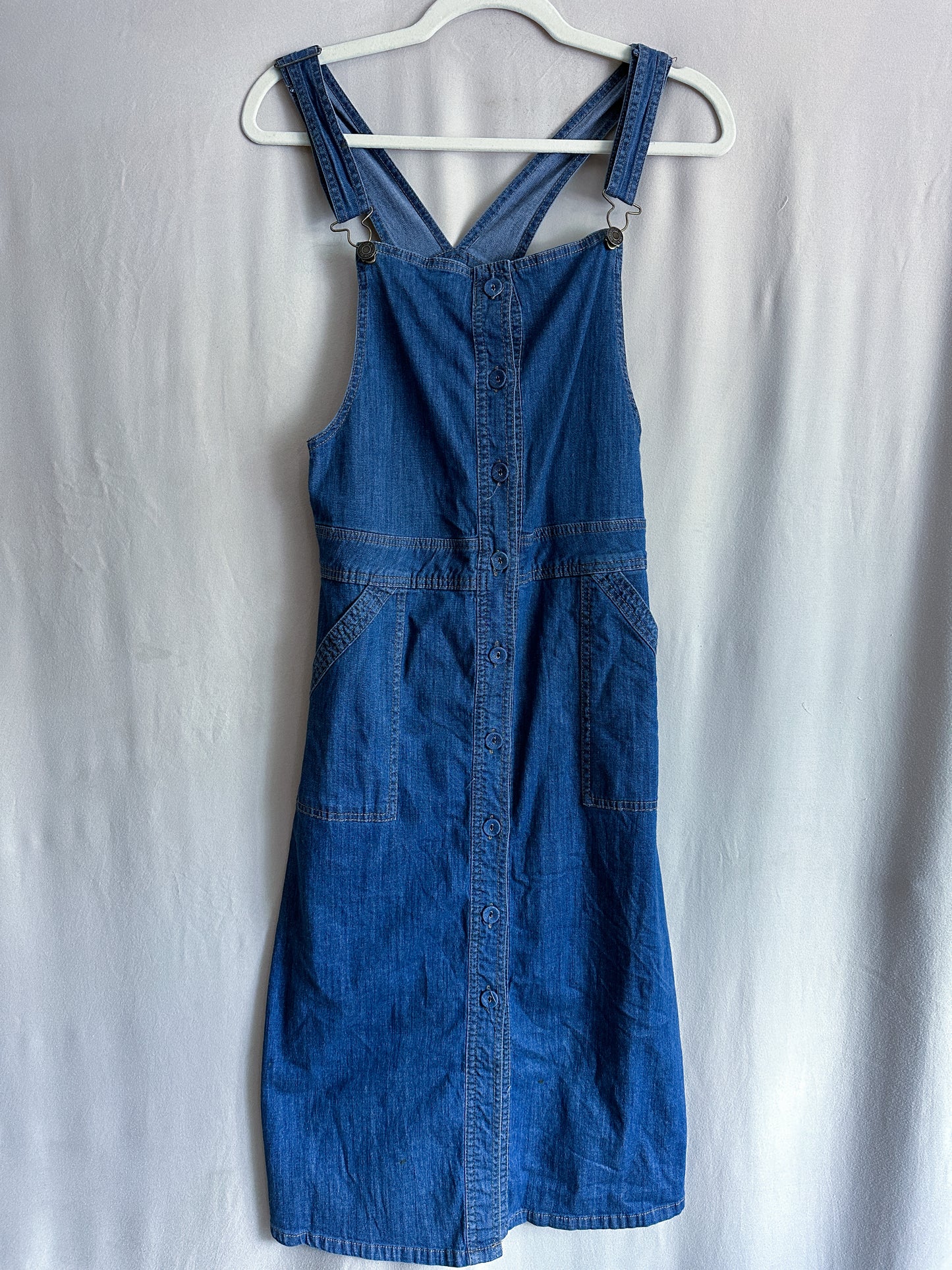 Denim Button Front Overall Dress (fits size 0-2)