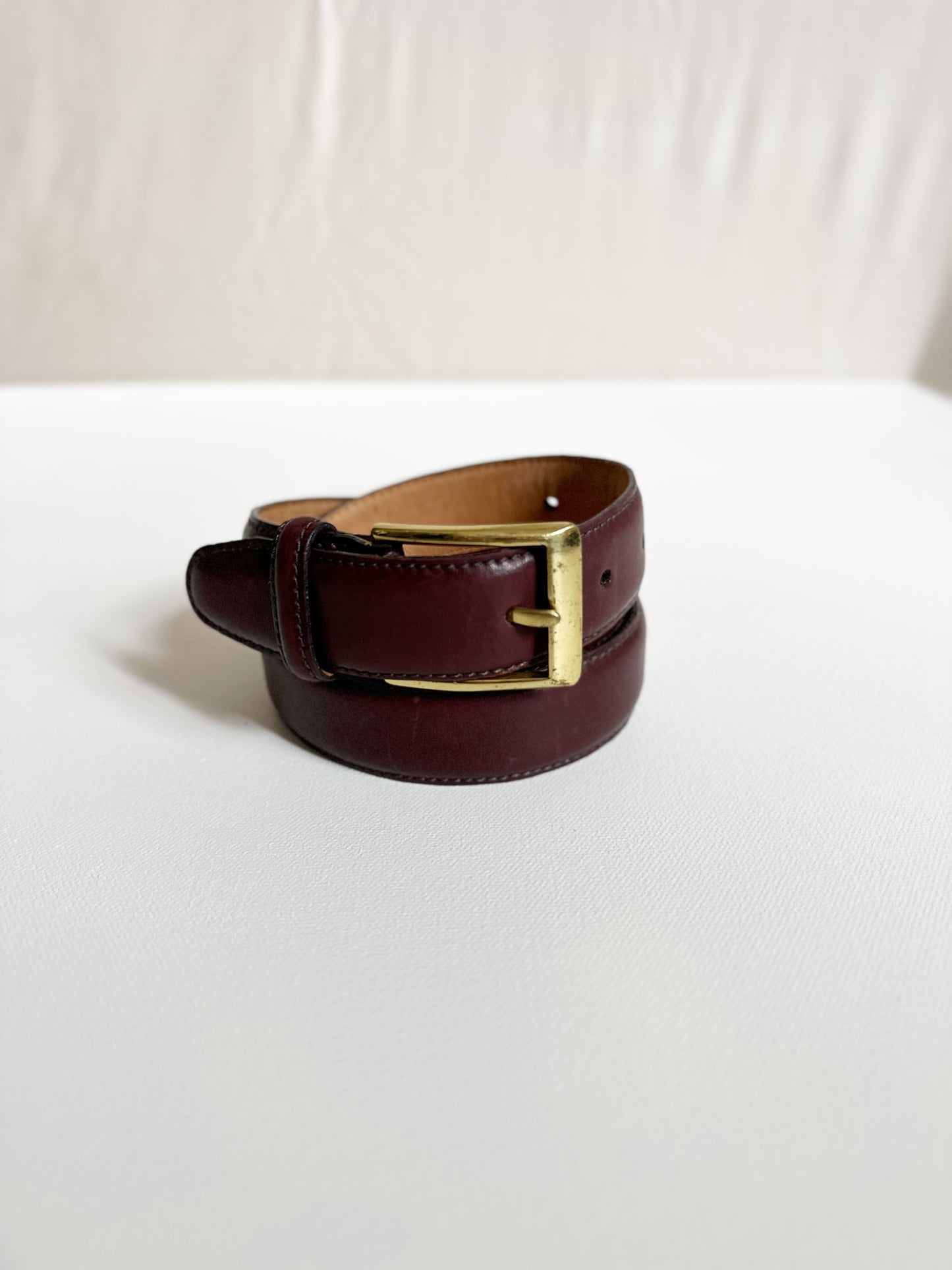 Brown Smooth Leather Belt with Gold Buckle (30.5"-34.5")