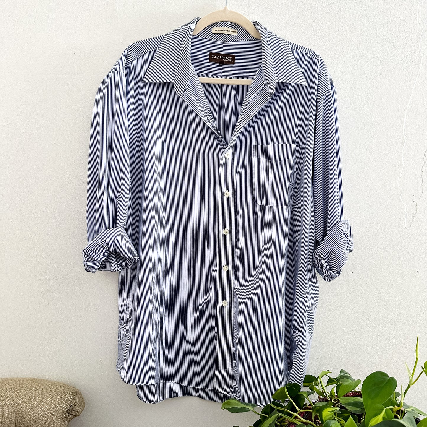 Blue Striped Oversized Button Down Top (fits S-L)