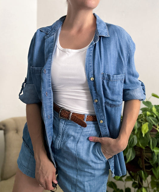 Blue Chambray Button Down Top (fits S)