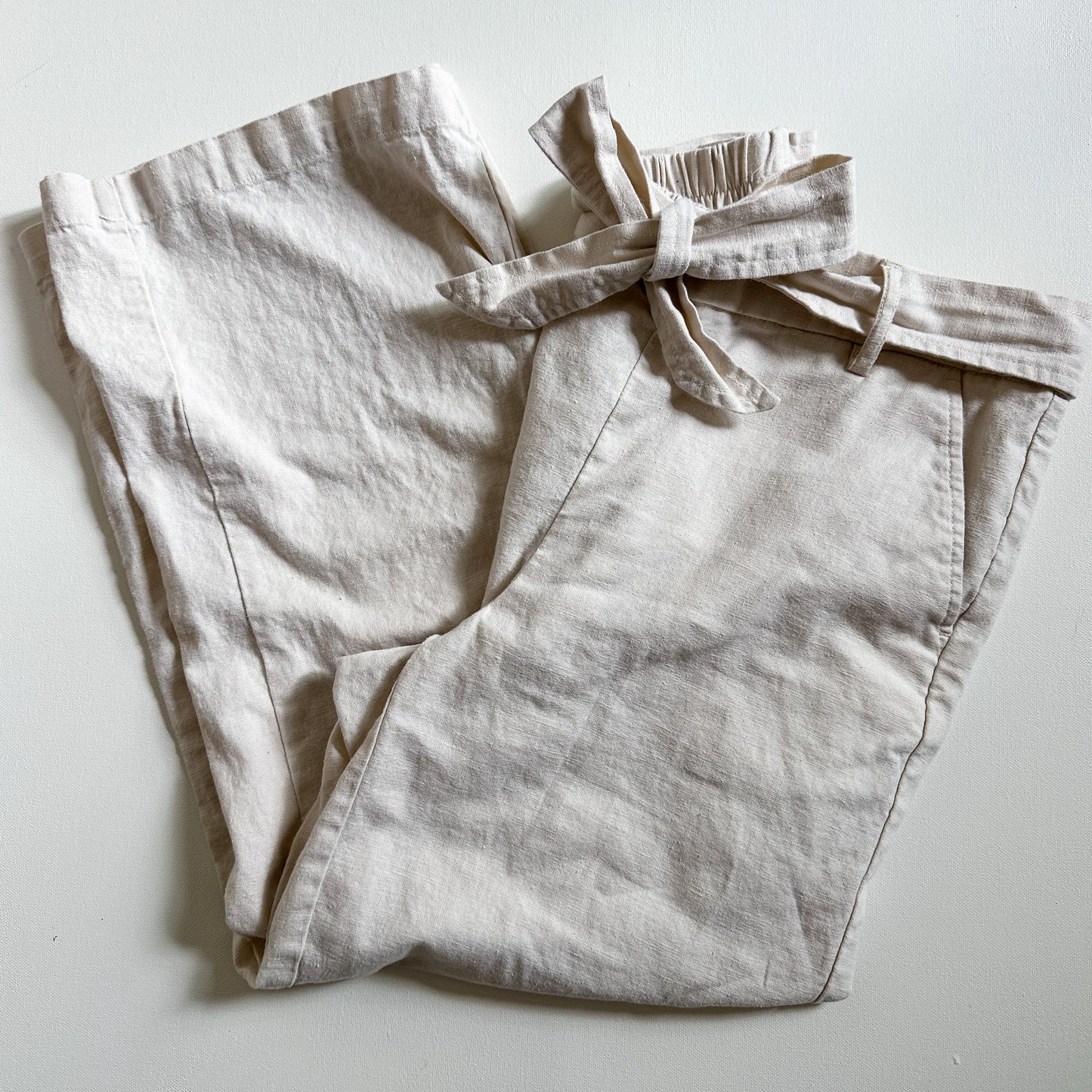 J. Crew Linen Blend Tie Front Cropped Wide Leg Pants (size 6)