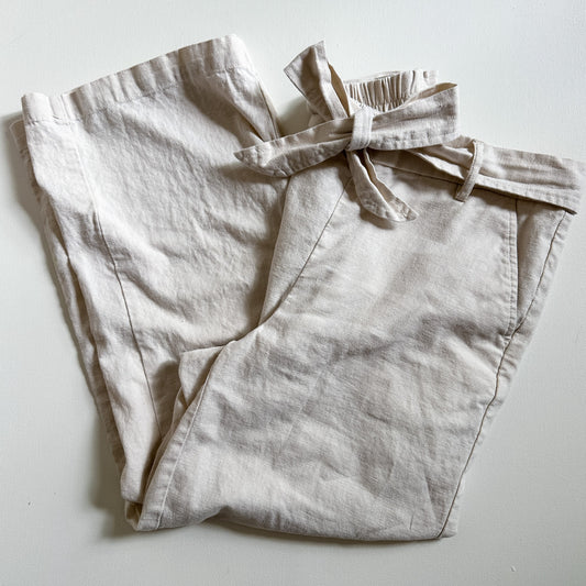 J. Crew Linen Blend Tie Front Cropped Wide Leg Pants (size 6)
