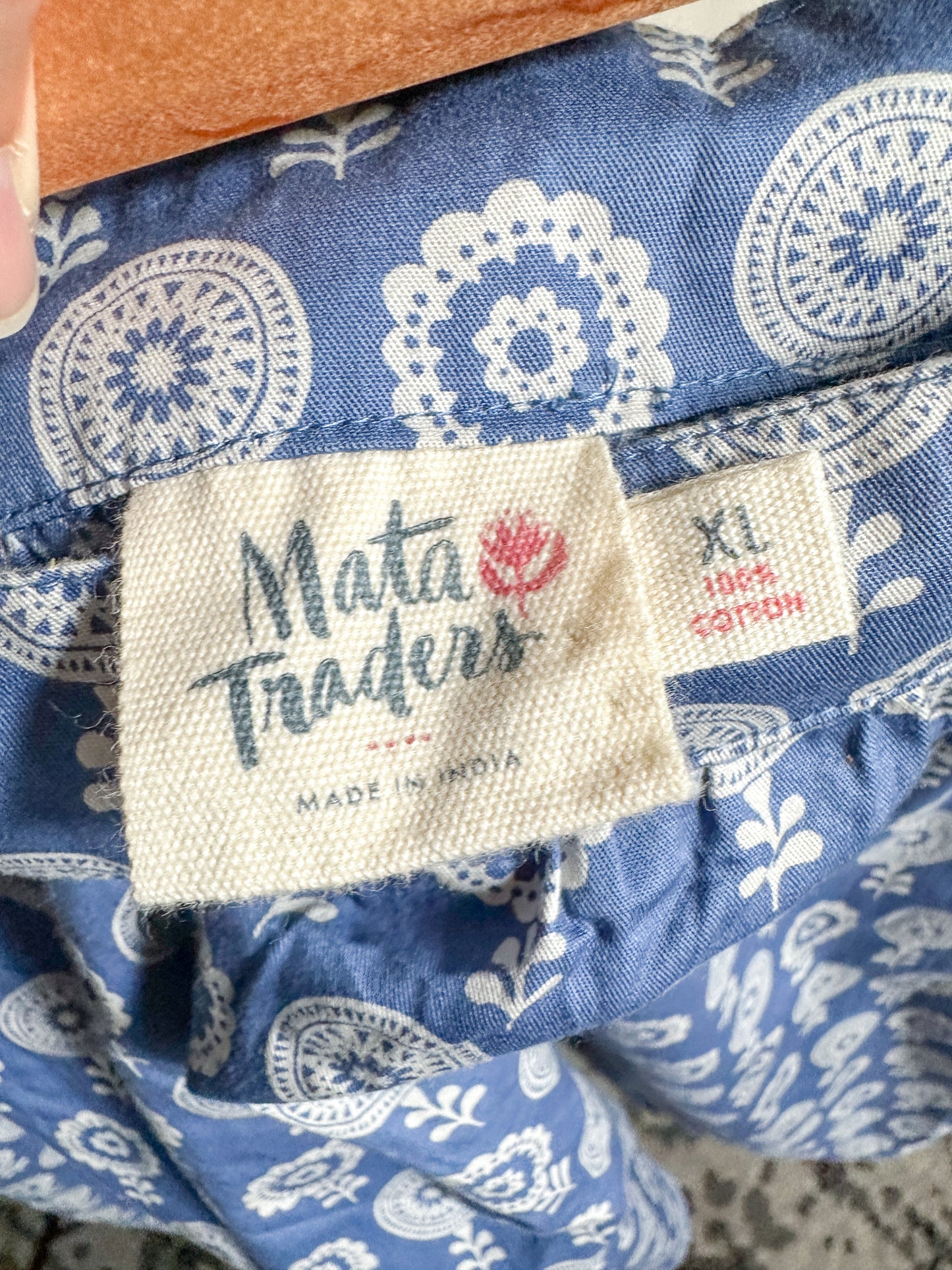 Mata Traders Blue Cotton Printed Skirt (size L)